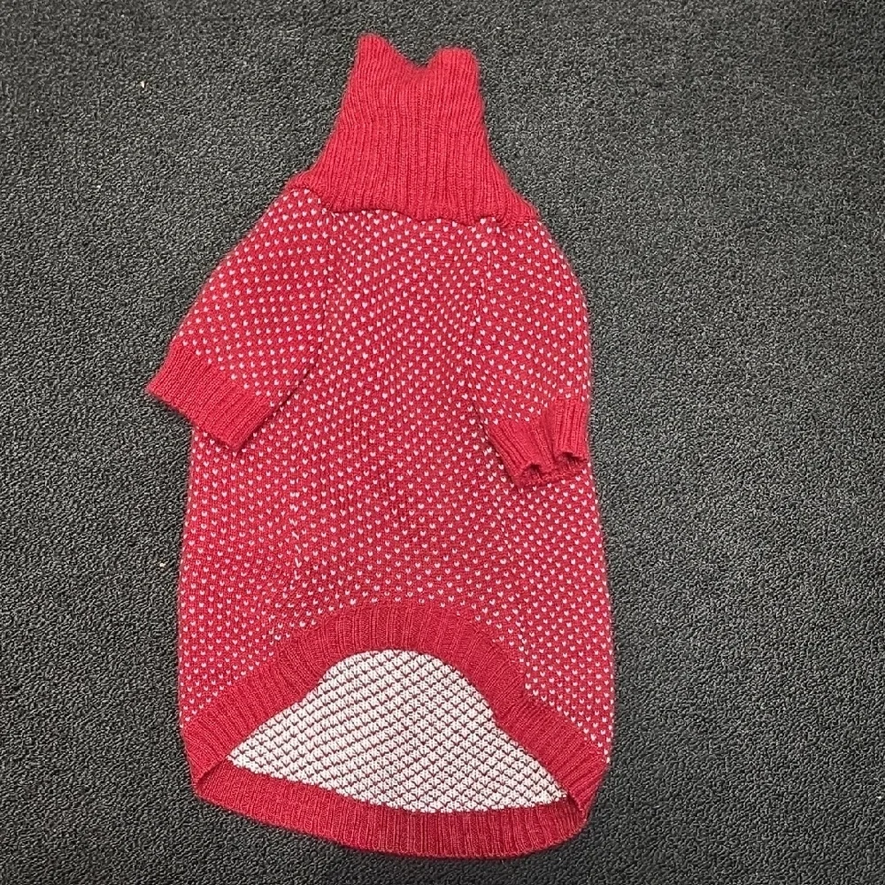 Cozy Red Knit Dog Sweater